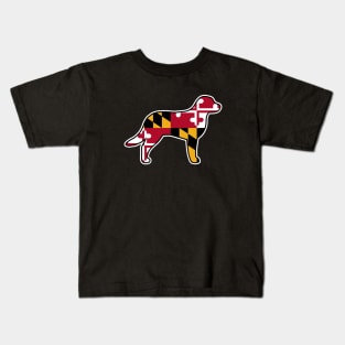 Chesapeake Bay Retriever Silhouette with Maryland Flag Kids T-Shirt